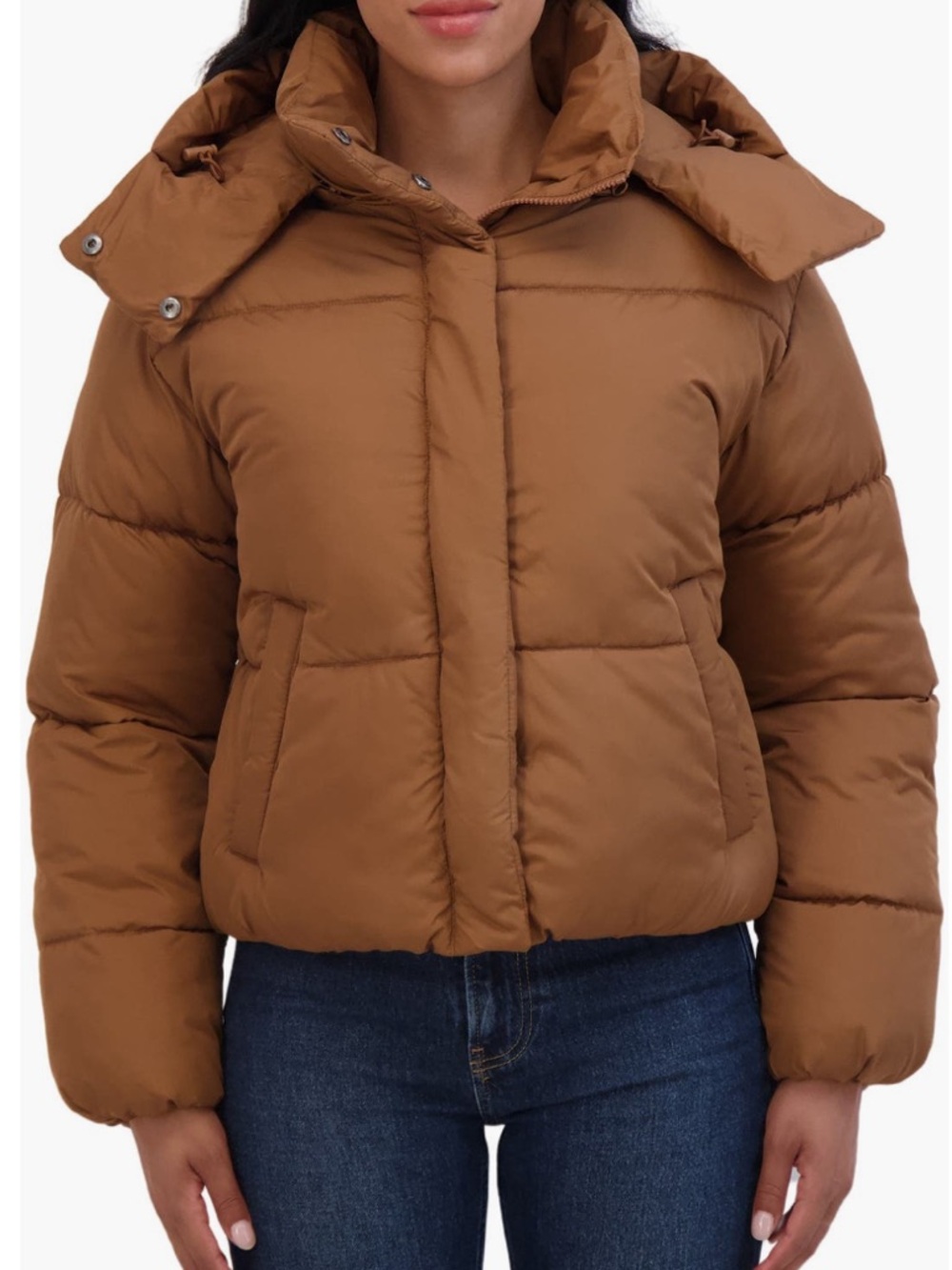Sebby Duck Brown Short Hooded Puffer Jacket Coat - Sz Large, NWT